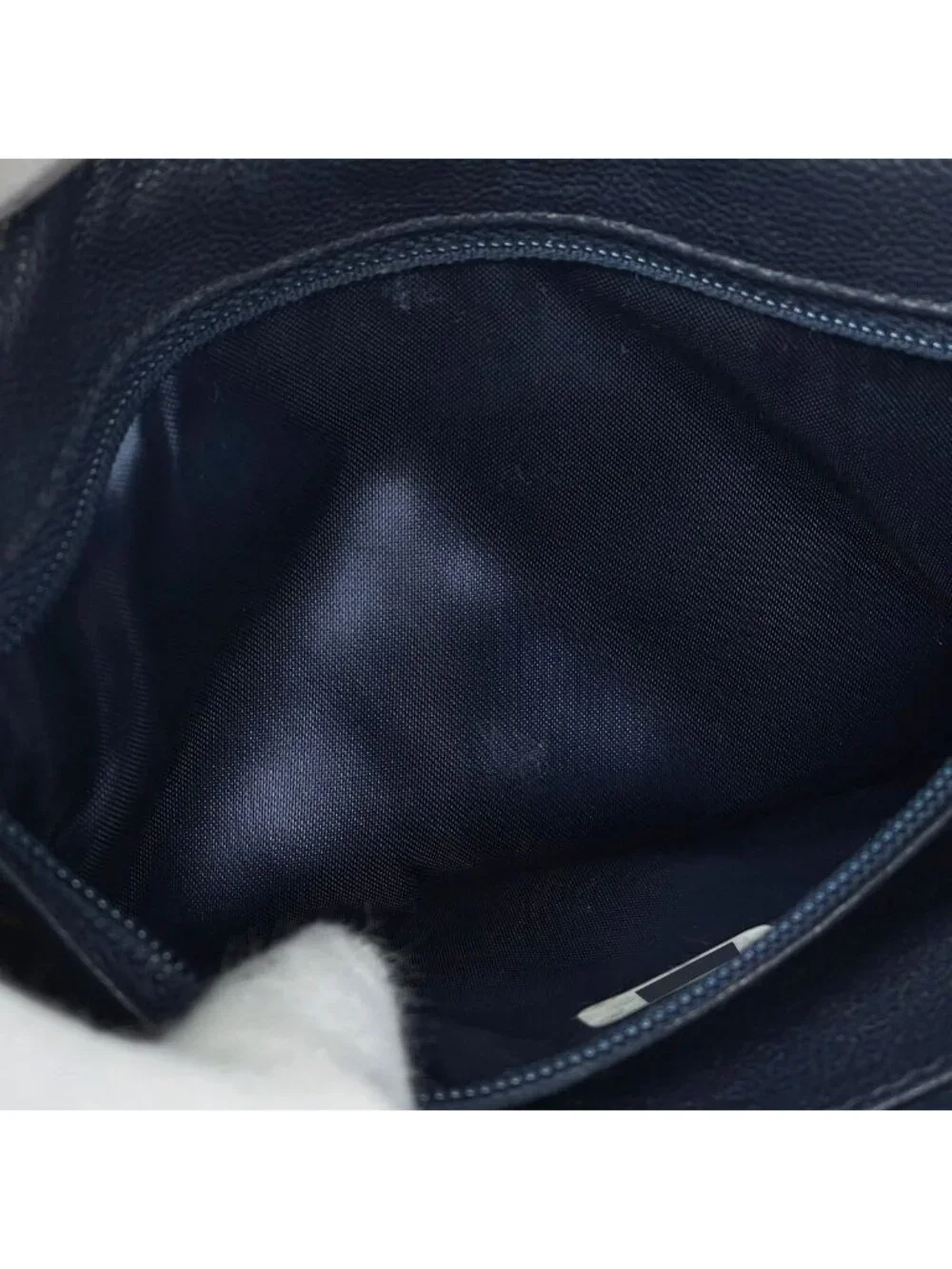 Chanel Shoulder Bag CC Logo Fringe Leather Navy